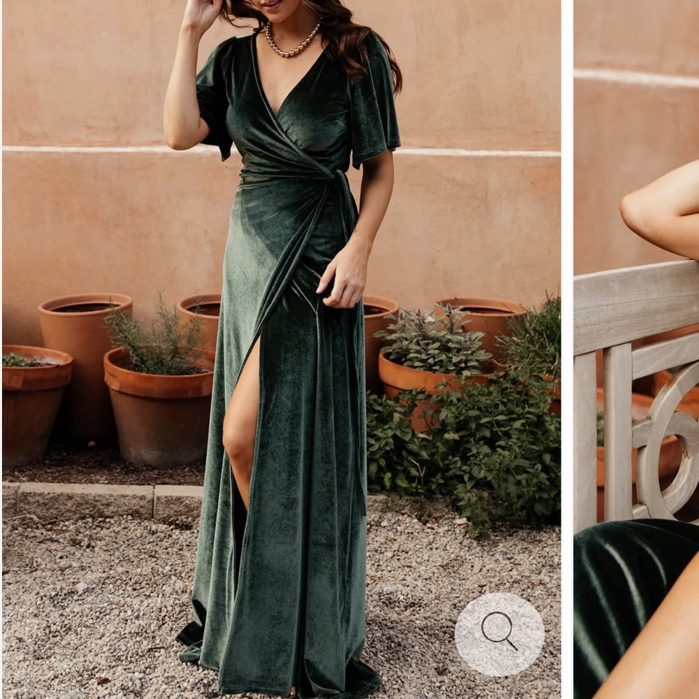 Baltic Born Deep Green Velvet Maxi Dress